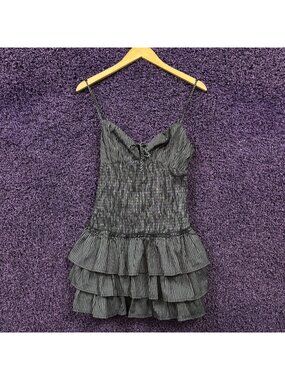 Romantic Goth Spaghetti Strap Striped Dress Size Large